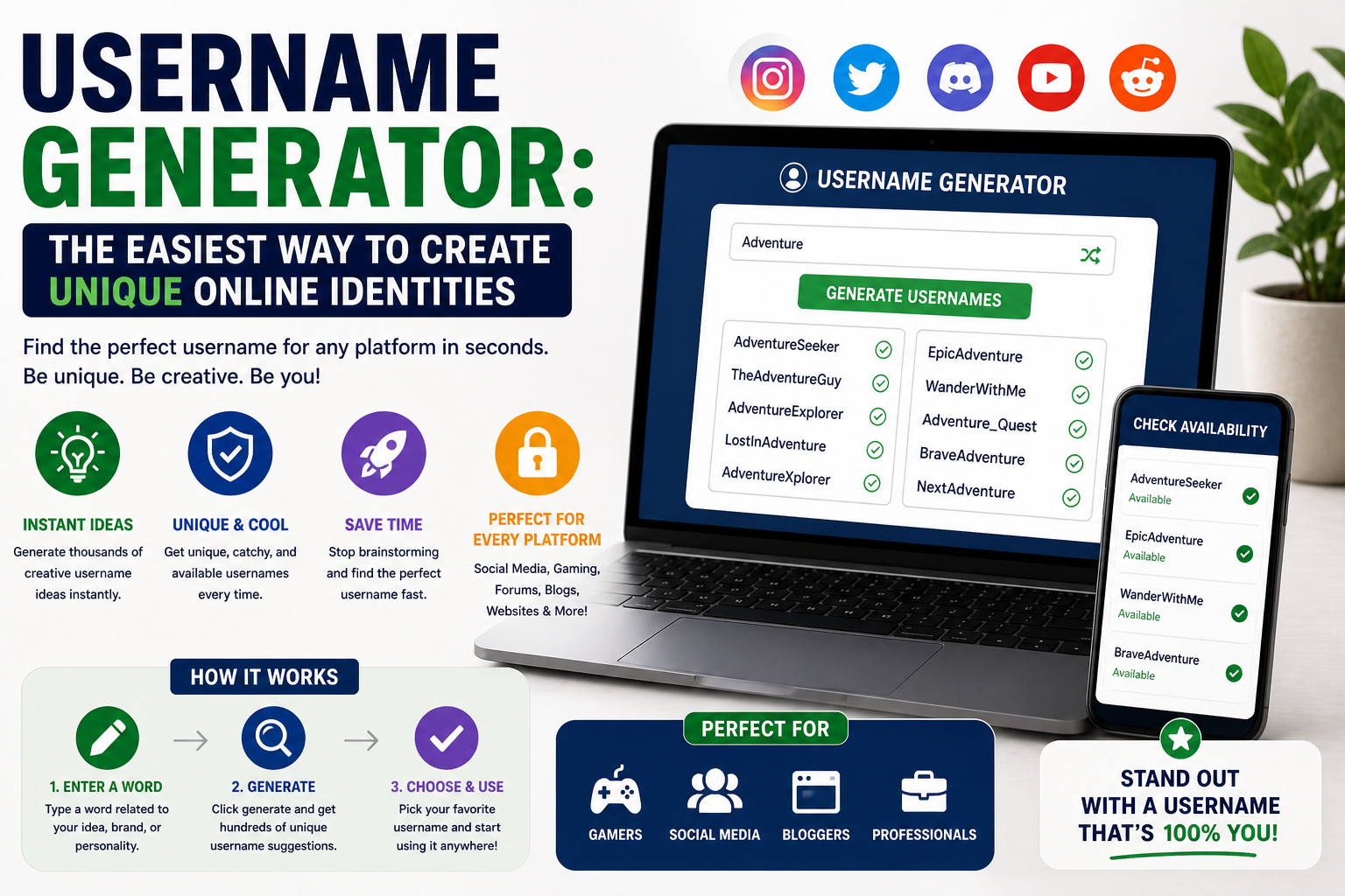 Generate unique usernames instantly