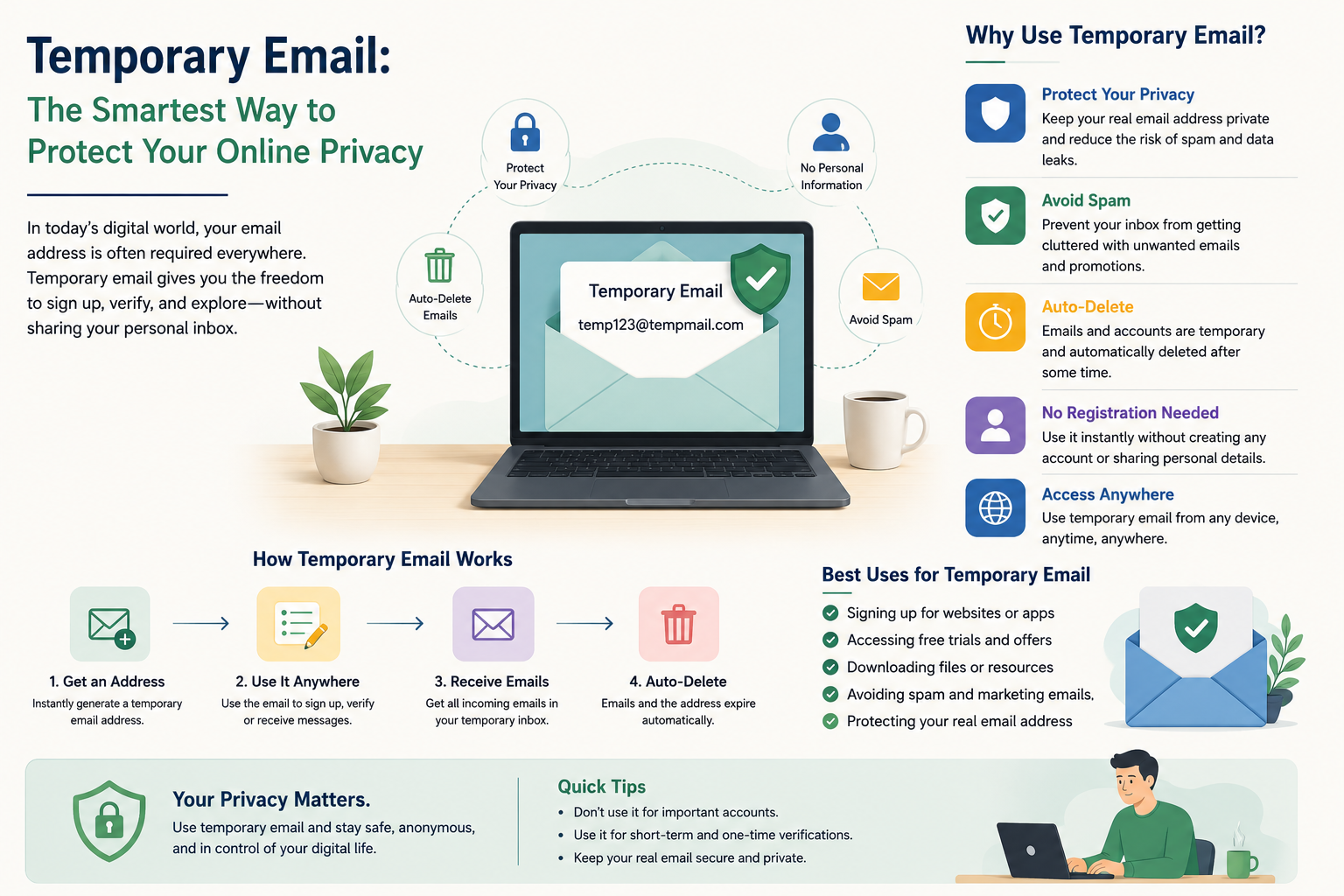 Temporary email for online privacy