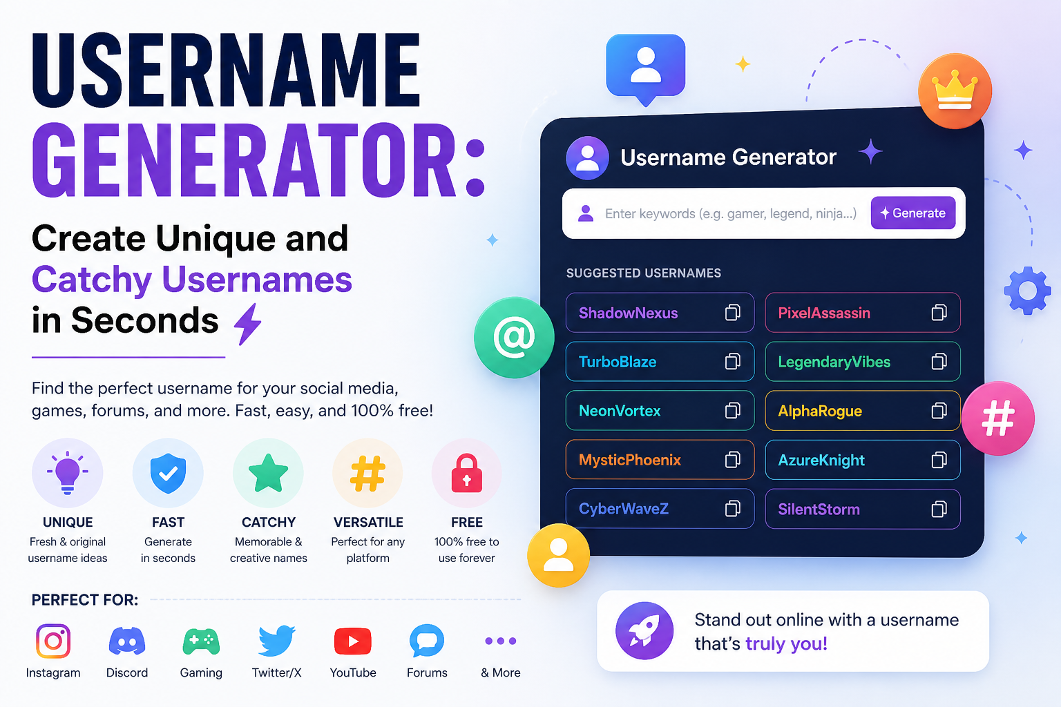 Username generator hero image design